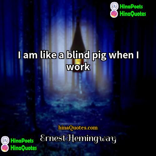 Ernest Hemingway Quotes | I am like a blind pig when